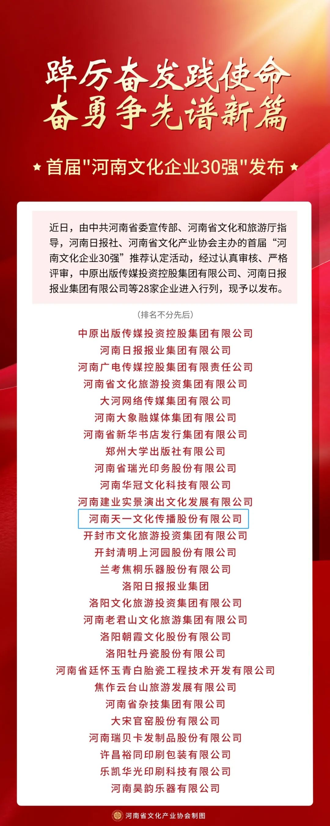 天一文化入选首届“河南文化企业30强”